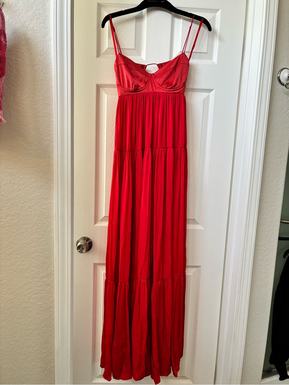 Free People Red Spaghetti-Strap Open-Back Gown Maxi Dress